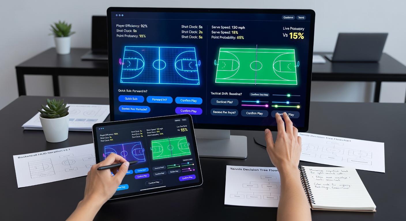 Übersichtliche Benutzeroberfläche mit Echtzeit-Statistiken für Basketball- und Tennis-Apps