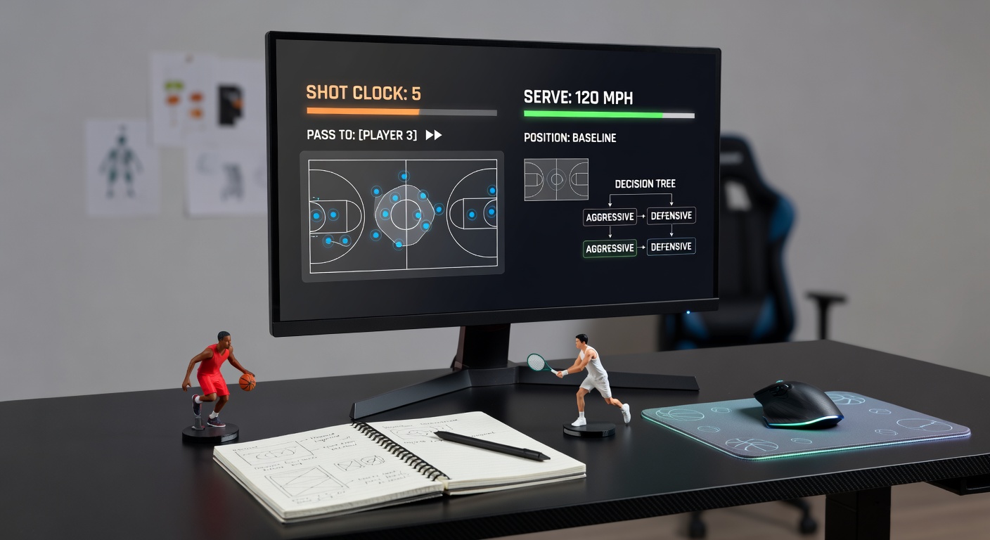 Tennis-App-Interface mit Momentum-Diagrammen und Schnellzugriffs-Buttons für Live-Events
