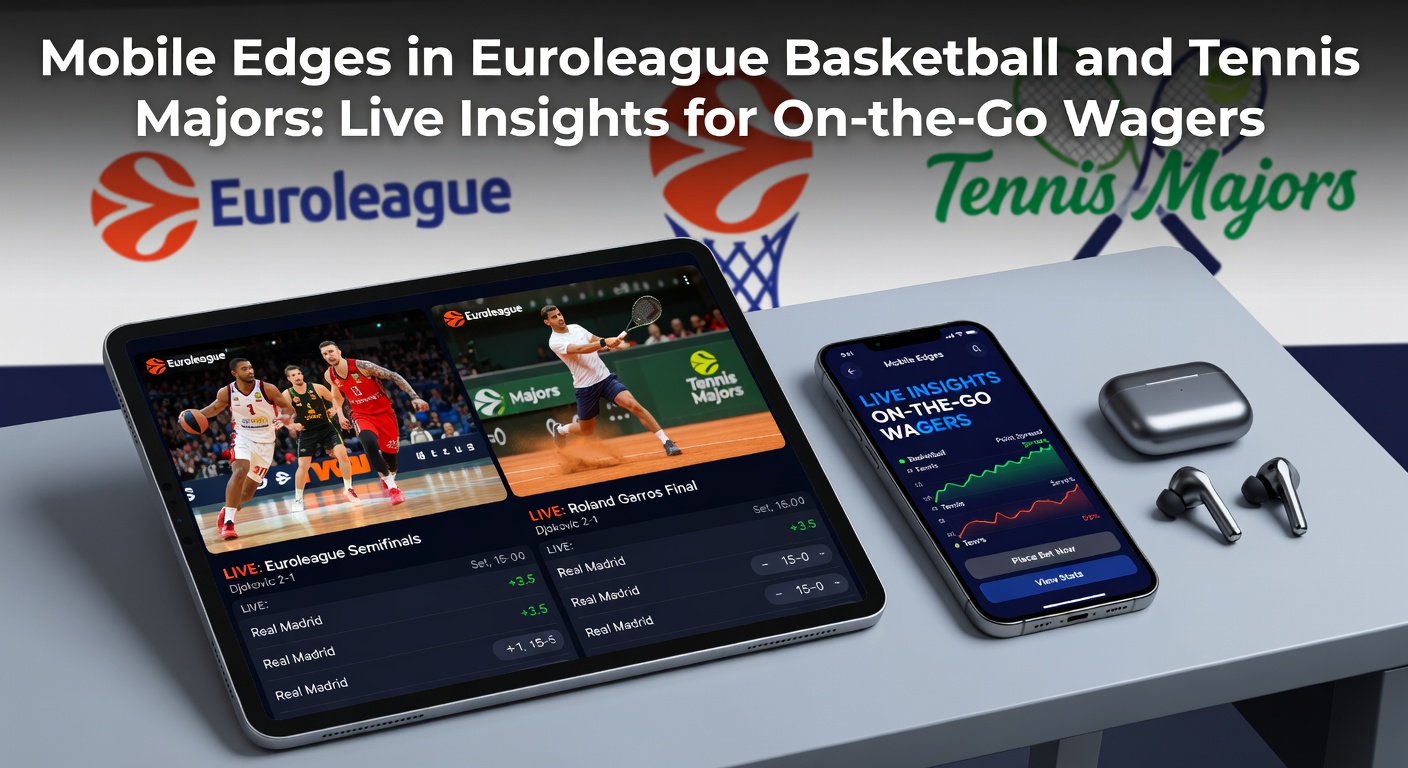 Tennis-Spieler beim Serve in einem Major-Turnier, mit Overlay von Live-Wettquoten auf einem Mobilgerät